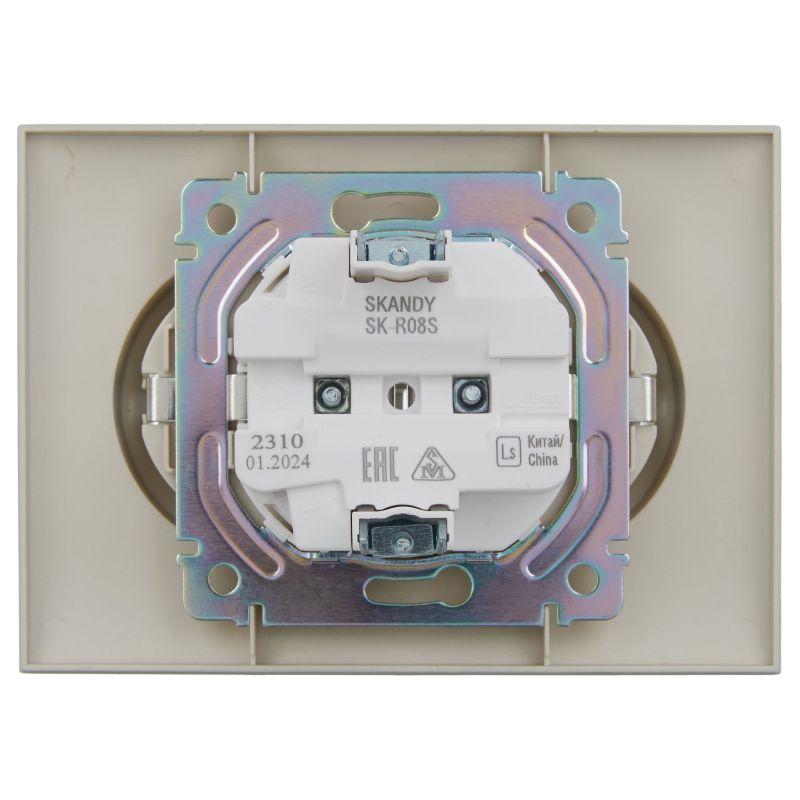 Розетка 2-м SKANDY 16А с заземл. без защ. шторок в сборе SK-R08S серебр. IEK SK-R21-16-K23-F