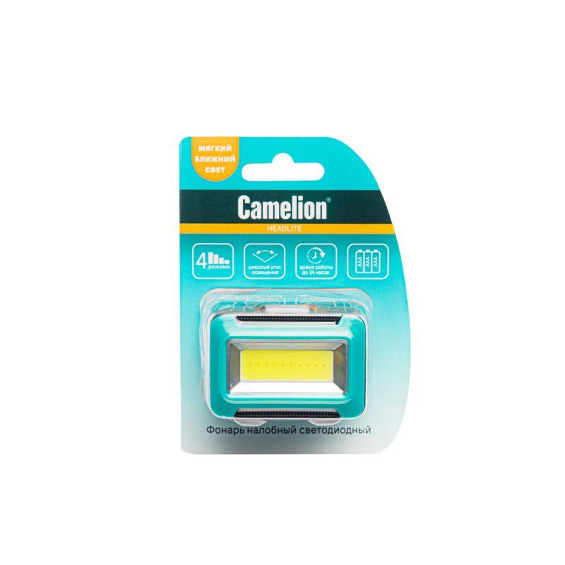 Фонарь налобный LED5386 1Вт COB LED 3 реж. 3XAAA пласт блист черн. Camelion 15691