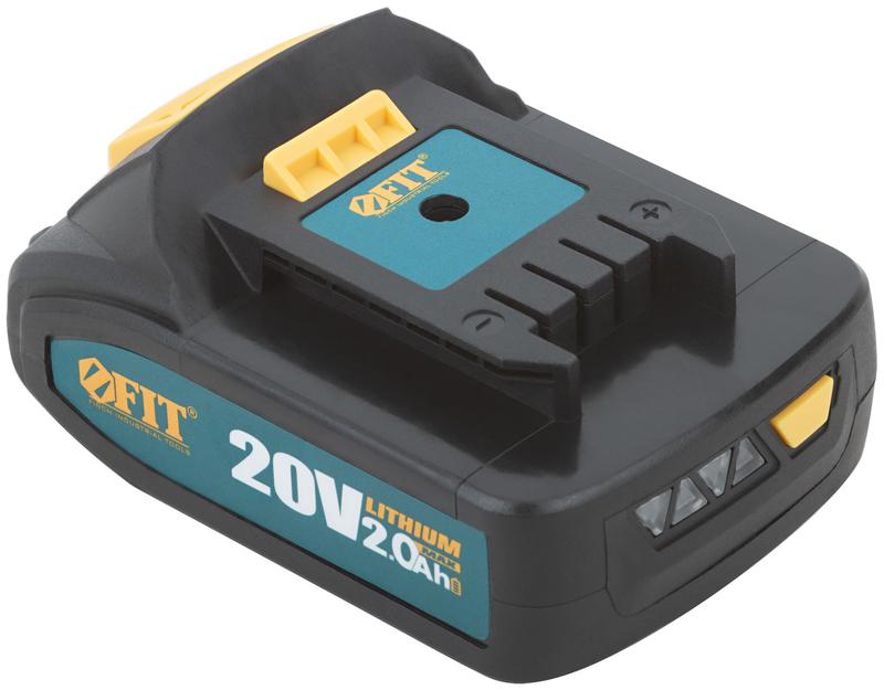 Батарея аккумуляторная 20В Li-Ion 2.0А.ч индикатор заряда FIT 79935