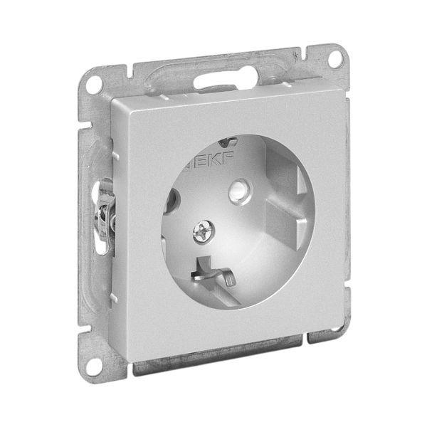 Розетка СП Эпика 16А с заземл. защ. шторки механизм алюм. EKF UP1-SOA-111