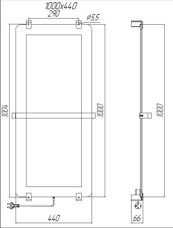 Полотенцесушитель электрический Allen Brau Infinity 100x44 с рейлингом 2.0 и креплением, медь браш