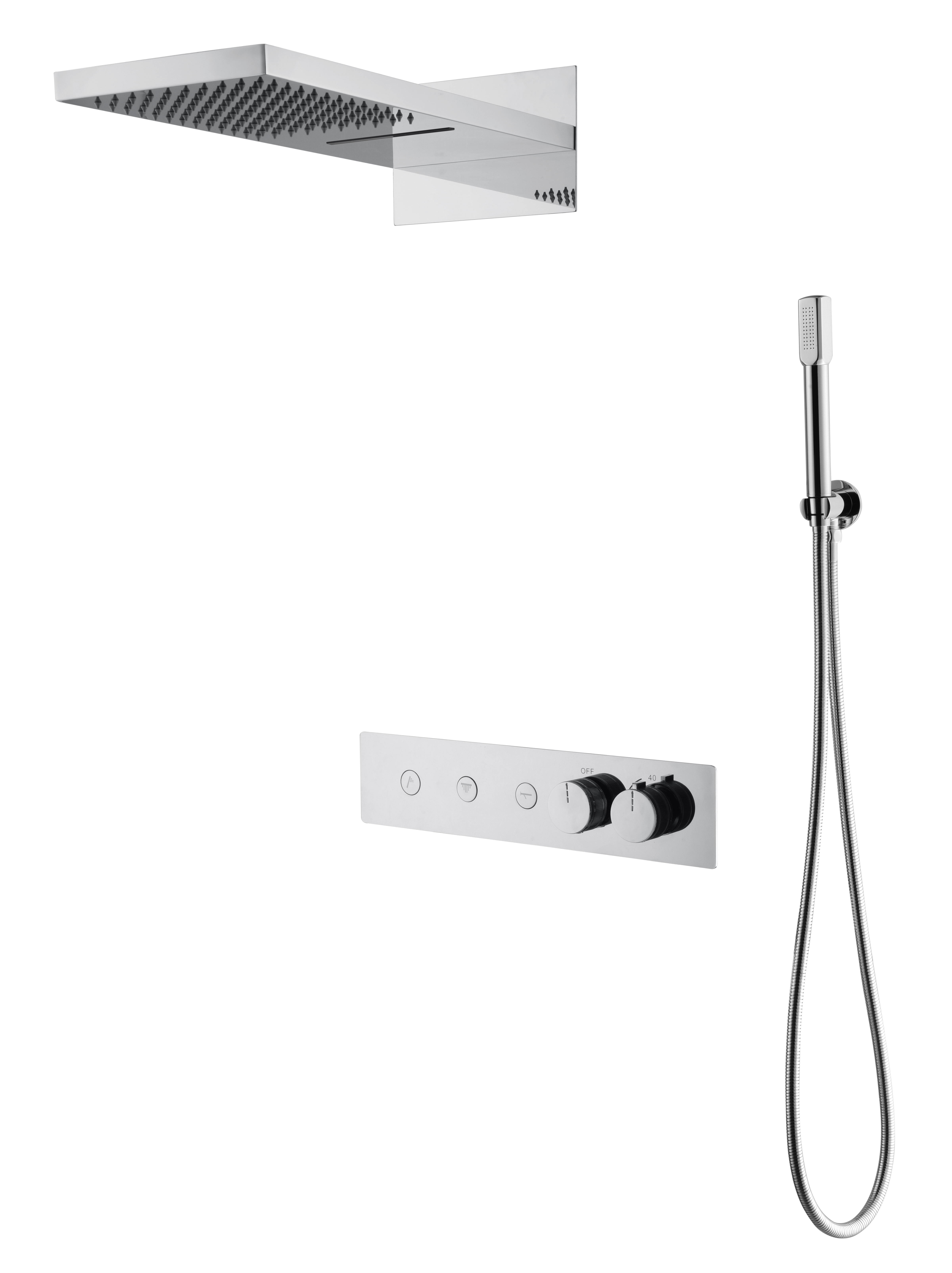 Встроенная душевая система FUSION с термостатом, трехпозиционная Matt Gold с изливом