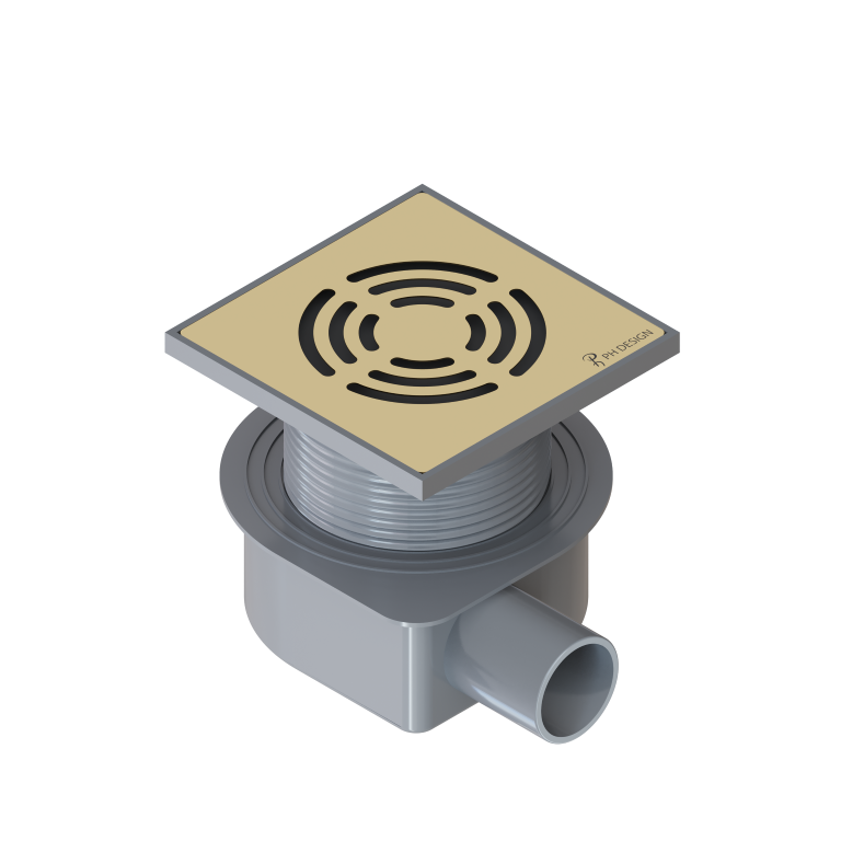 Душевой трап SMART DESIGN 10x10 cm, нерж.сталь ЗОЛОТО