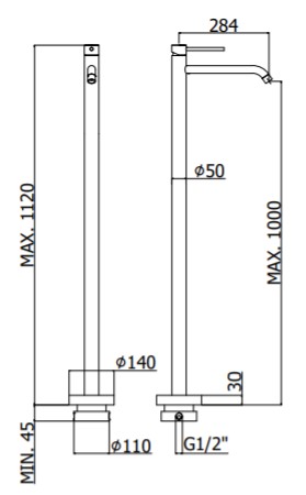 Смеситель для раковины напольный Paffoni LIGHT LIG031NO Черный матовый