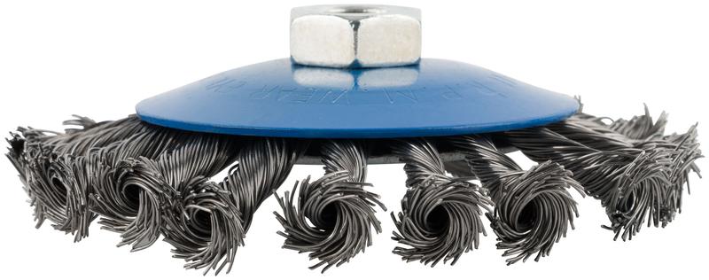 Корщетка тип "колесо" с наклоном гайка М14 стальная витая проволока 115мм MOS 38937М