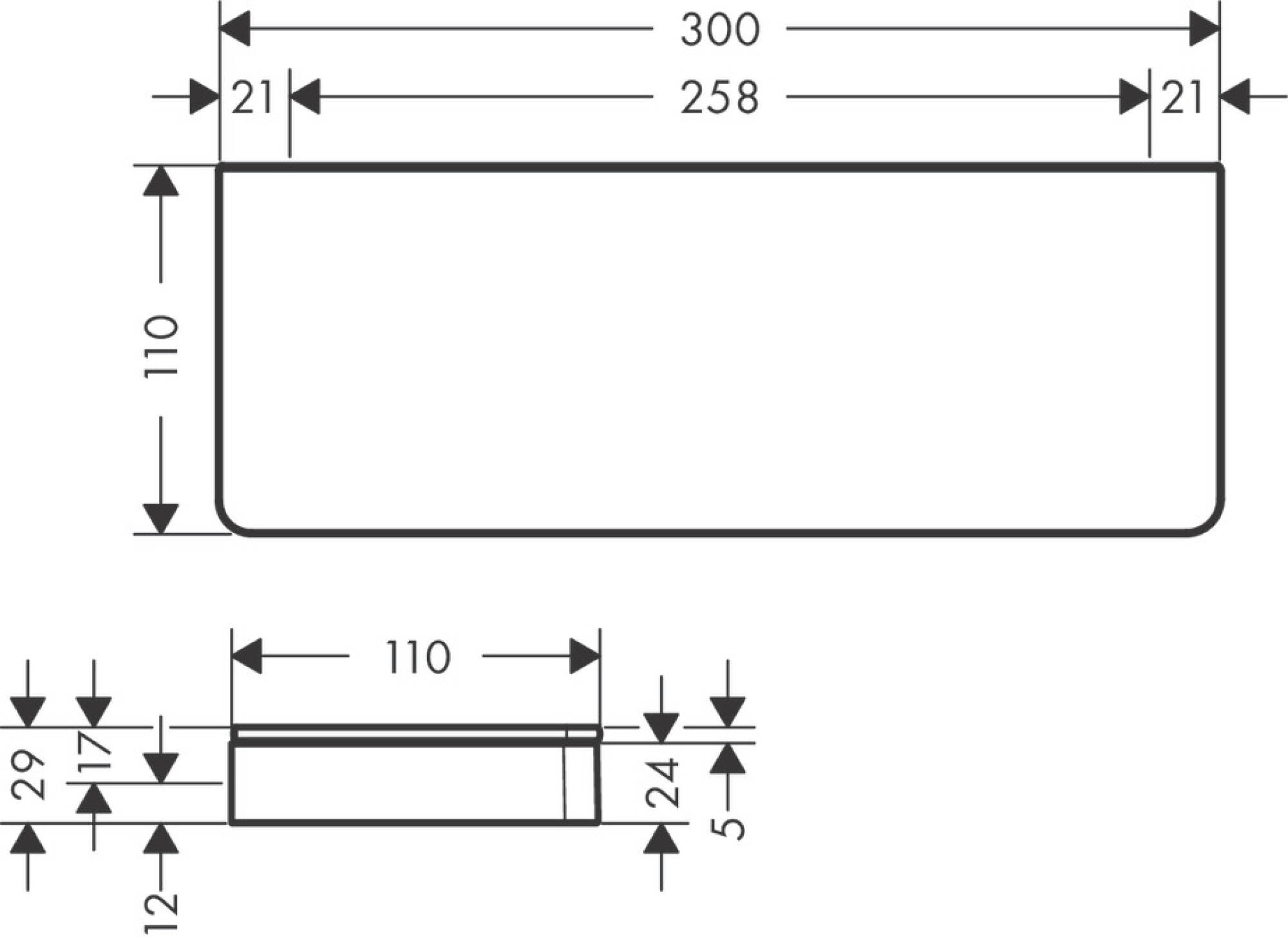 Полочка Axor Universal Accessories 42838250 стеклянная