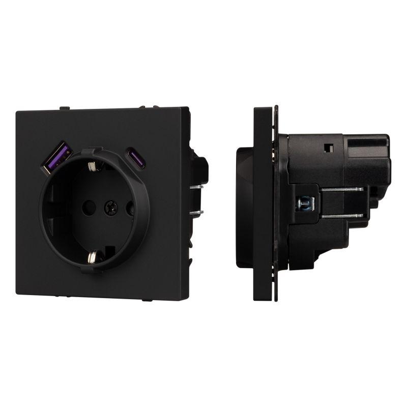 Механизм розетки с USB зарядкой SCT-NOBE-MUAC-SFPL-BK 230В 16А Arlight 054285
