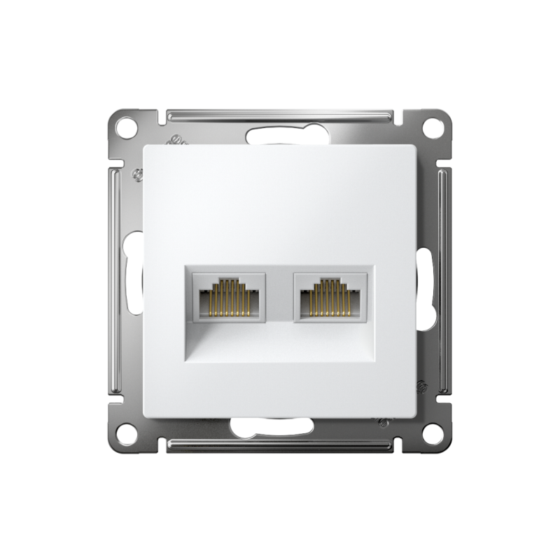 Розетка компьютерная 2-м AtlasDesign RJ45+RJ45 кат.5E механизм лотос SE ATN001385