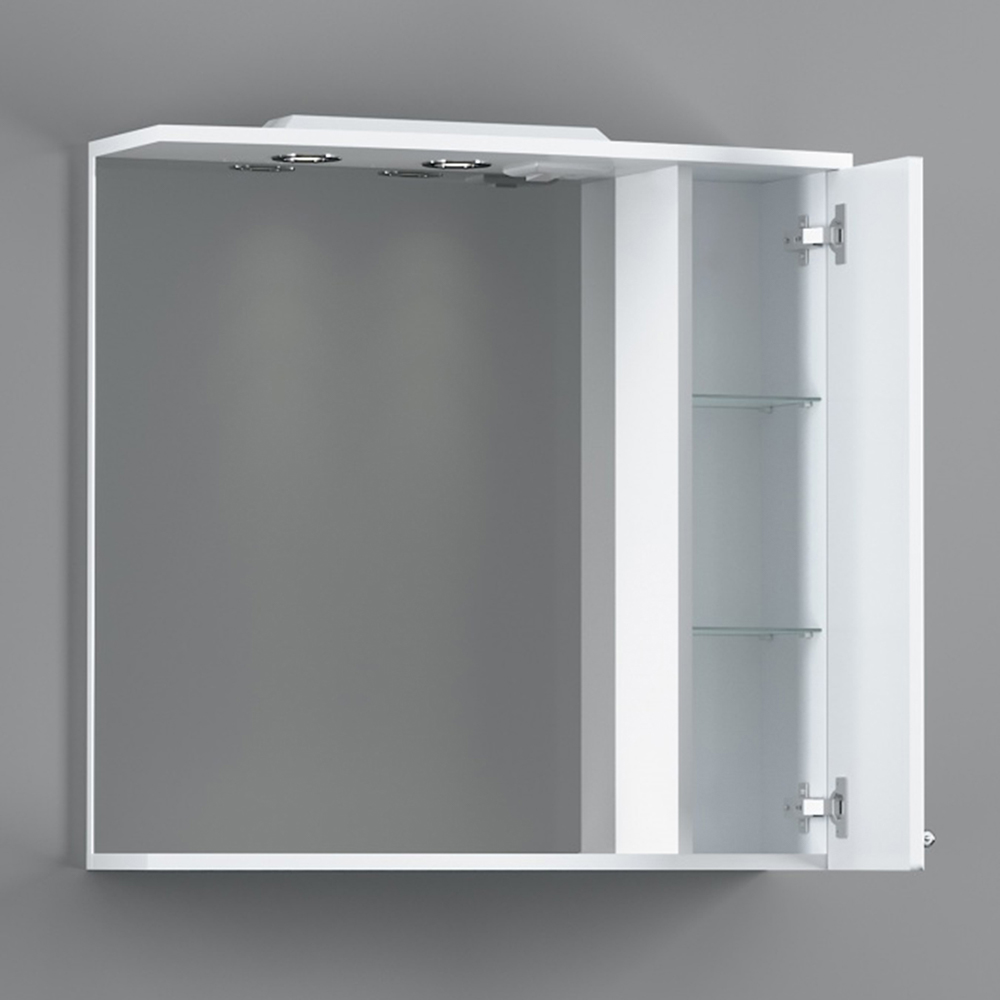 M41MPR0751WG Palace One, зеркало, частично зеркальный шкаф, правый, 75 см, с подсветкой, белый, глян