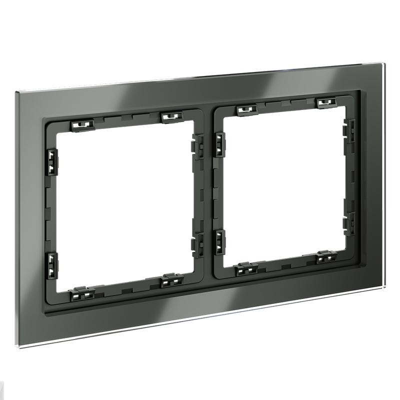 Рамка 2-м S70 стеклян. титан Voltum VLS110206
