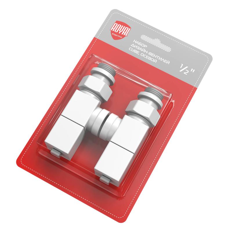 Набор дизайн-вентилей CUBE осевой 1/2дюйм бел. Royal Thermo НС-1422572