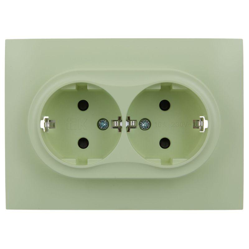 Розетка 2-м SKANDY 16А с заземл. защ. шторки в сборе SK-R07G мятный IEK SK-R24-16-K06-F