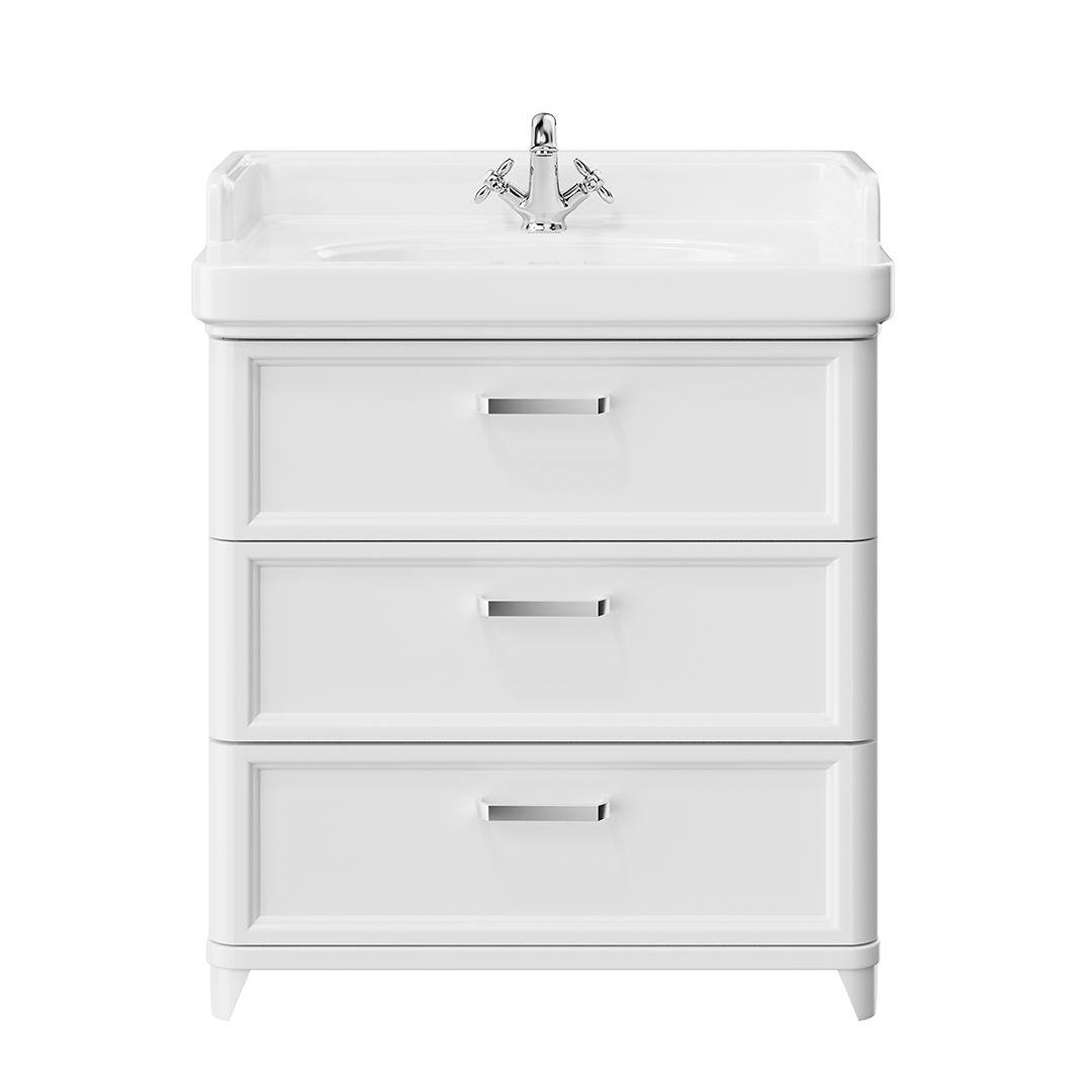 Тумба POMPEI напольная с 3 ящиками 80, белая глянцевая