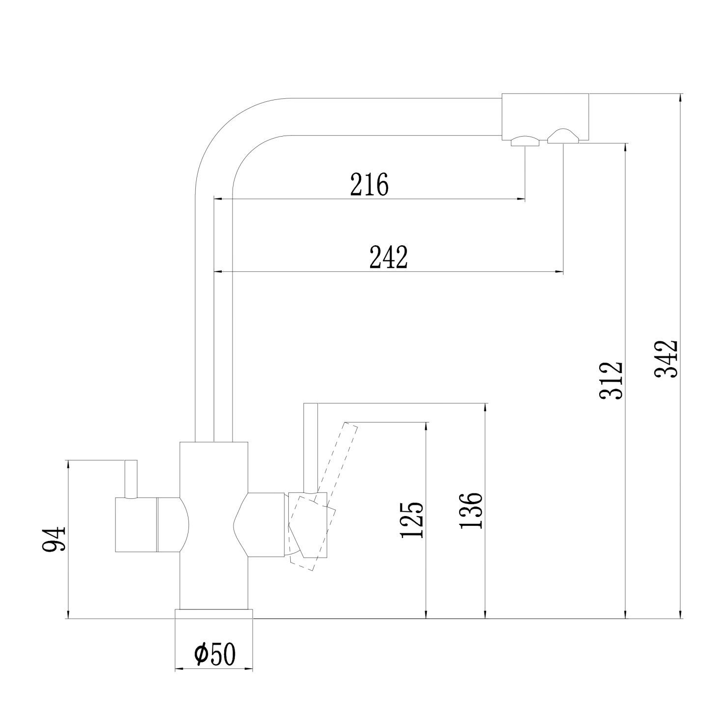 Смеситель для кухни с подключением к фильтру Fmark FS0862, хром