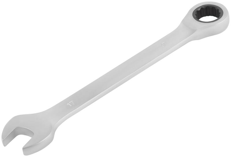 Ключ трещоточный комбинированный CrV реверсивный механизм 17мм FIT 63467