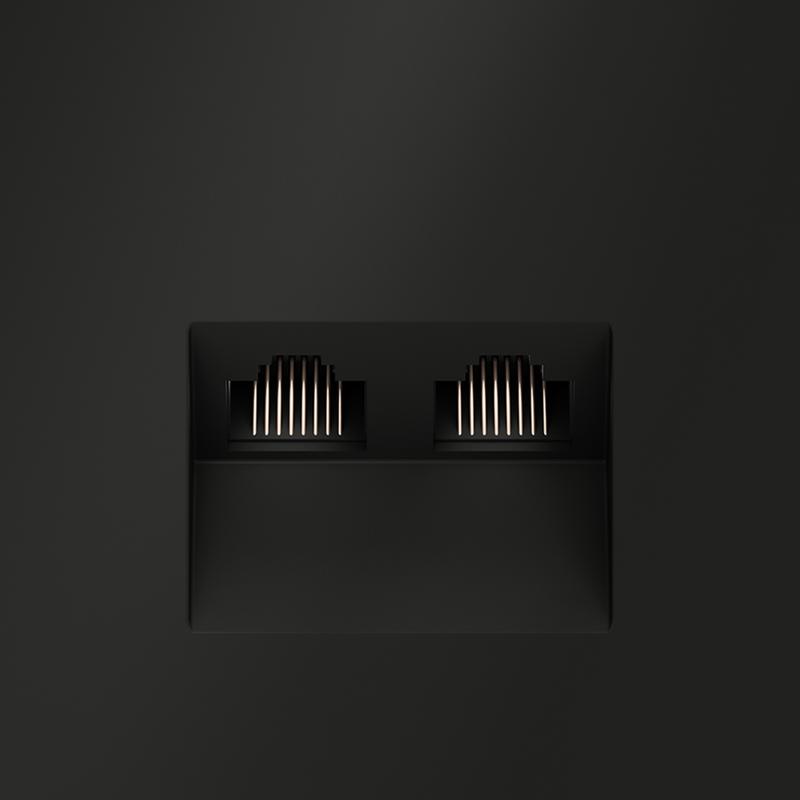 Розетка компьютерная 2-м СП S70 RJ45 + RJ45 кат.6 механизм черн. матов. Voltum VLS060208