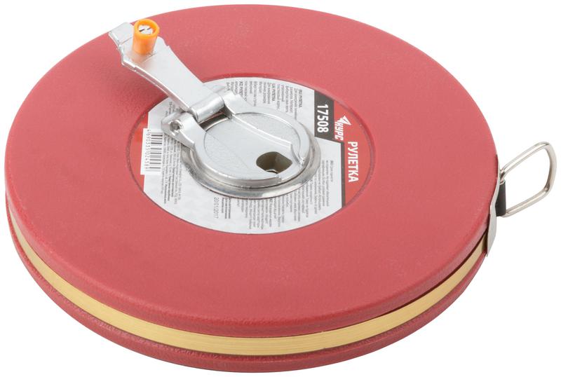 Рулетка 30м фибергласовая лента корпус пластик. красн. КУРС 17508