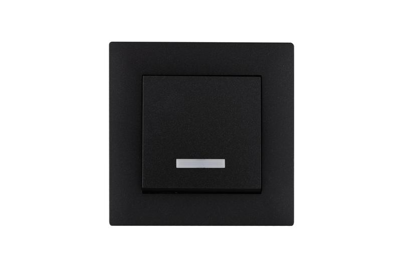 Выключатель 1-клав. с подсветкой Karea RIZZ STAR чер. Makel 88054021