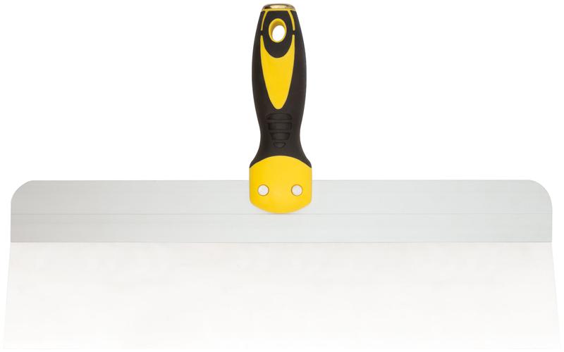 Шпатель фасадный нержавеющий профи прорезиненная ручка сметал. бойком 400мм FIT 06446