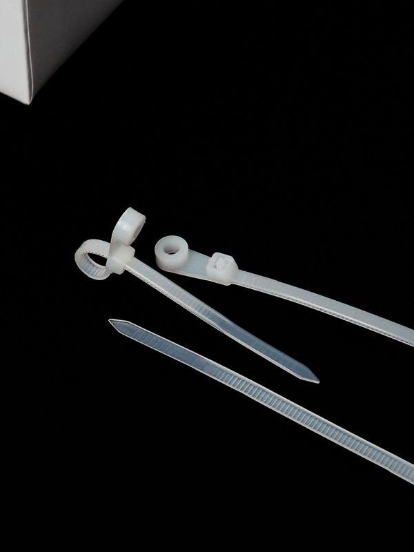 Хомут кабельный 3.5х100 нейл. бел. с отвер. для креп. ХОК (уп.100шт) IEK UHH40-4-100-100