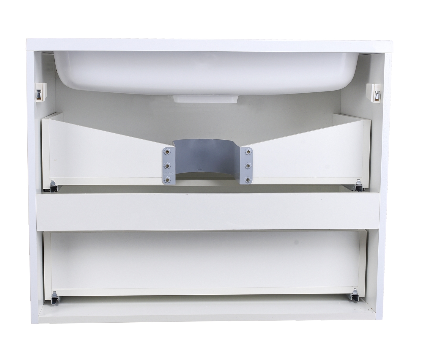 Тумба подвесная "Каре 80" (2 ящ.) Люкс белая, PLUS