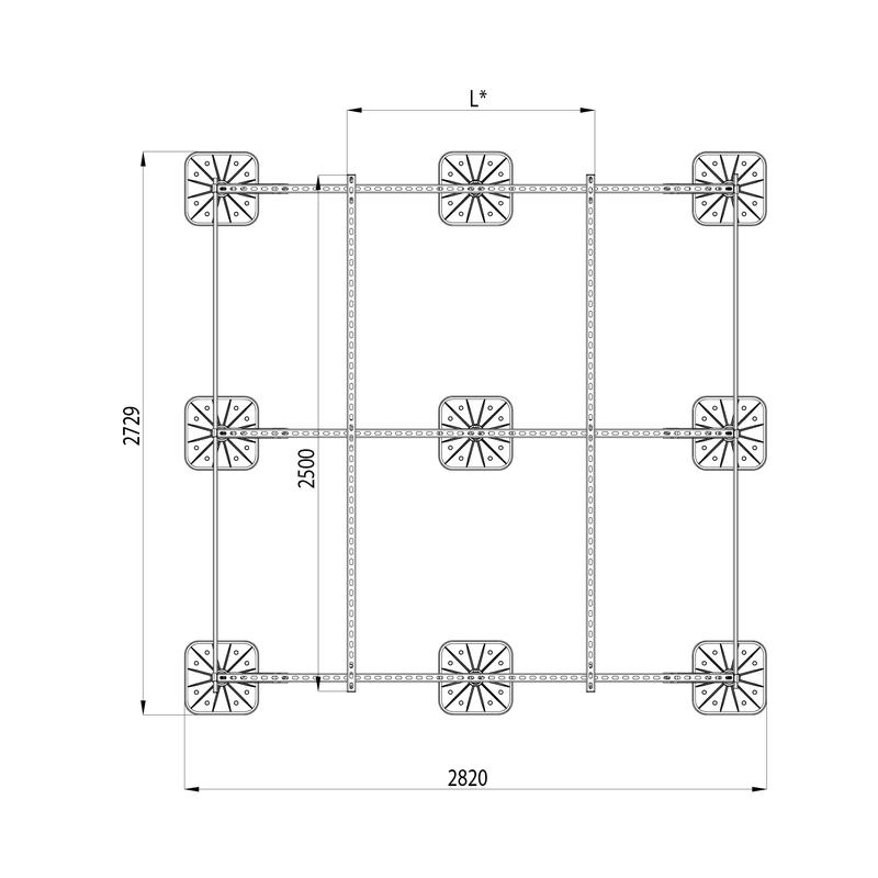 Конструкция опорная для установки оборудования TECHNORAPTOR FOOT 2500х2500 HD КМ TR0254