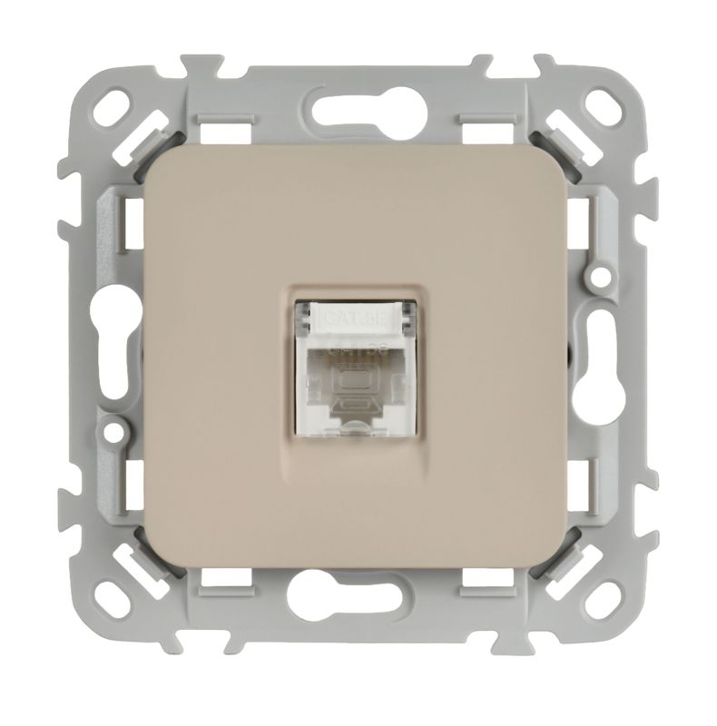 Розетка компьютерная СП FLITE РК5е-1-0-ФлЛ RJ45 кат.5E UTP механизм льняной IEK FI-K12-1-K88