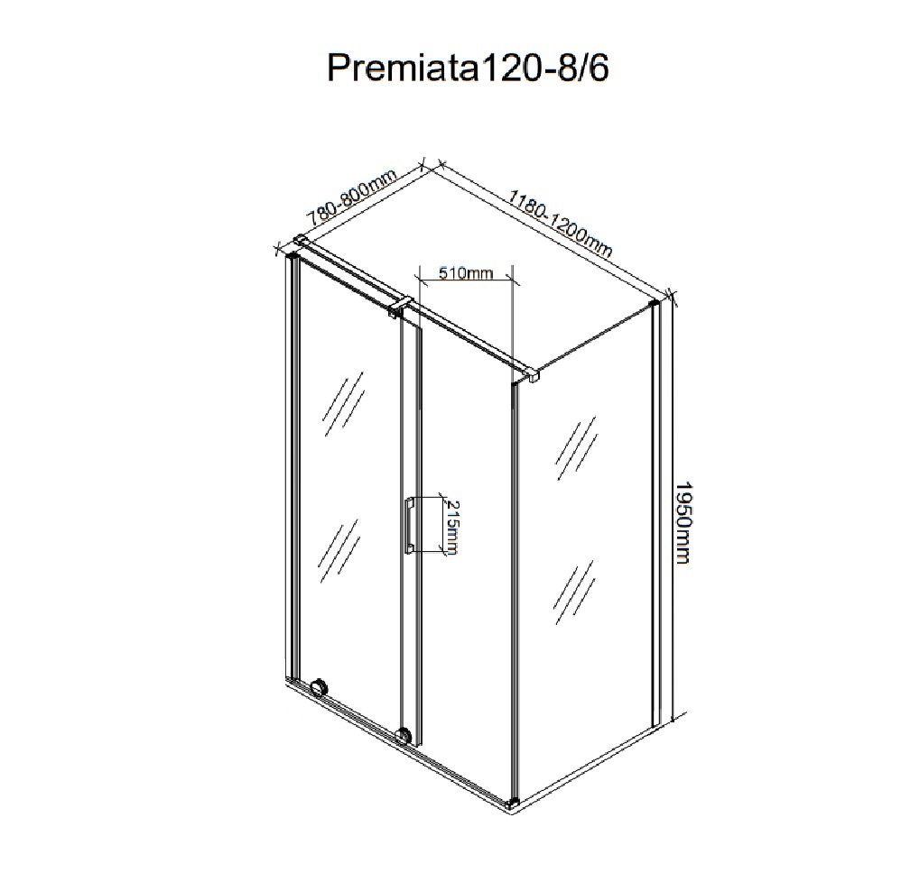 Ограждение PREMIATA B 120-8 душевое Ceruttispa без поддона (90x120x195)