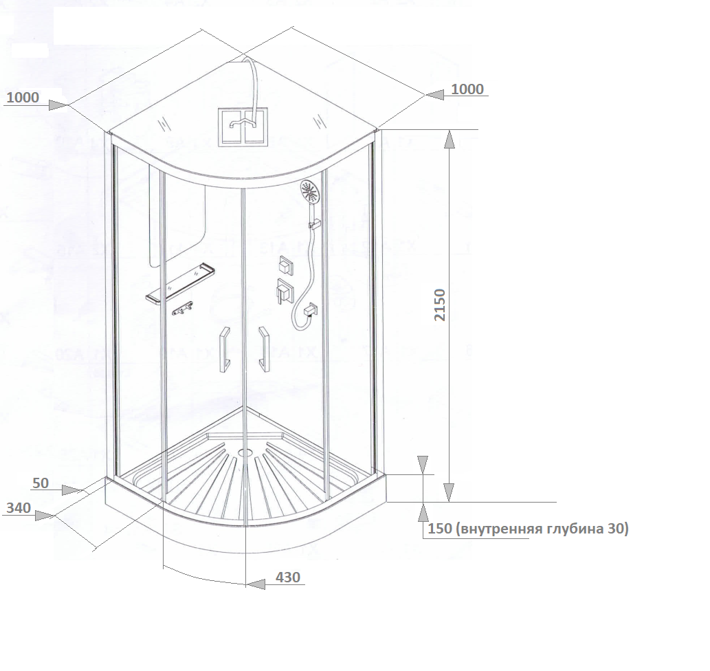 Кабина VIVA101 душевая Ceruttispa (100x100x215)