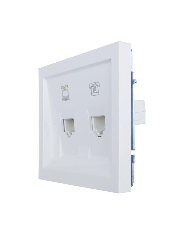 Розетка компьютер+телефон с модулем Cat 6 СП ZIMA бел. LEZARD 704-0288-144