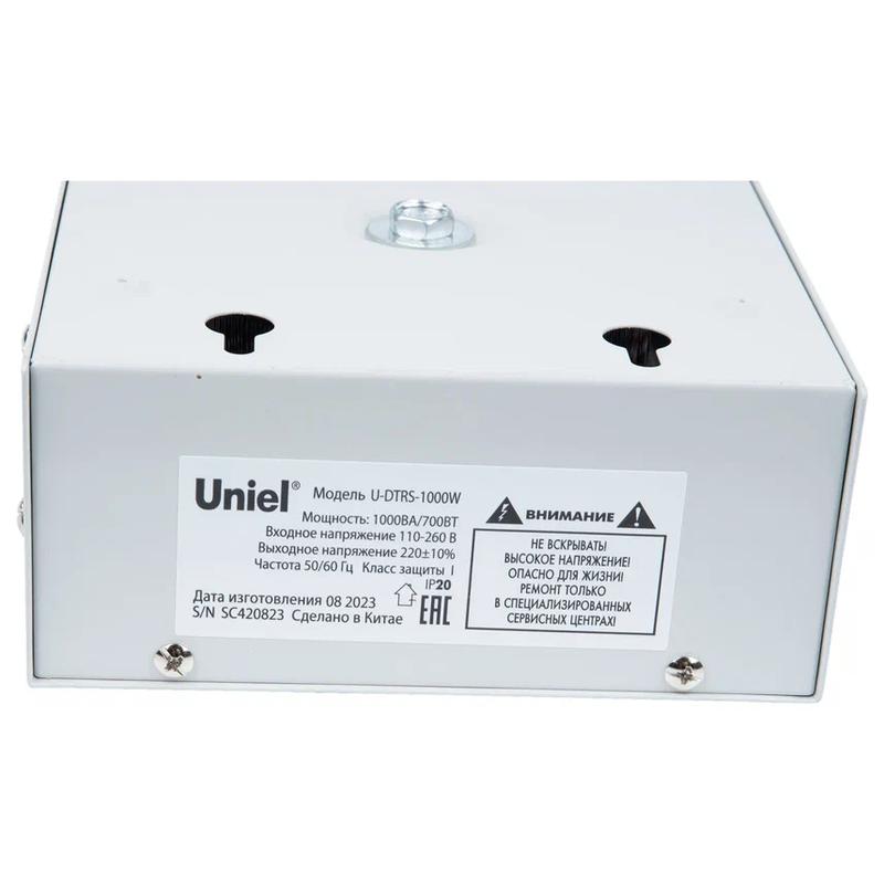 Стабилизатор напряжения U-DTRS-1000W 1ф 1кВА релейный ультратонкий настен. Uniel UL-00010577