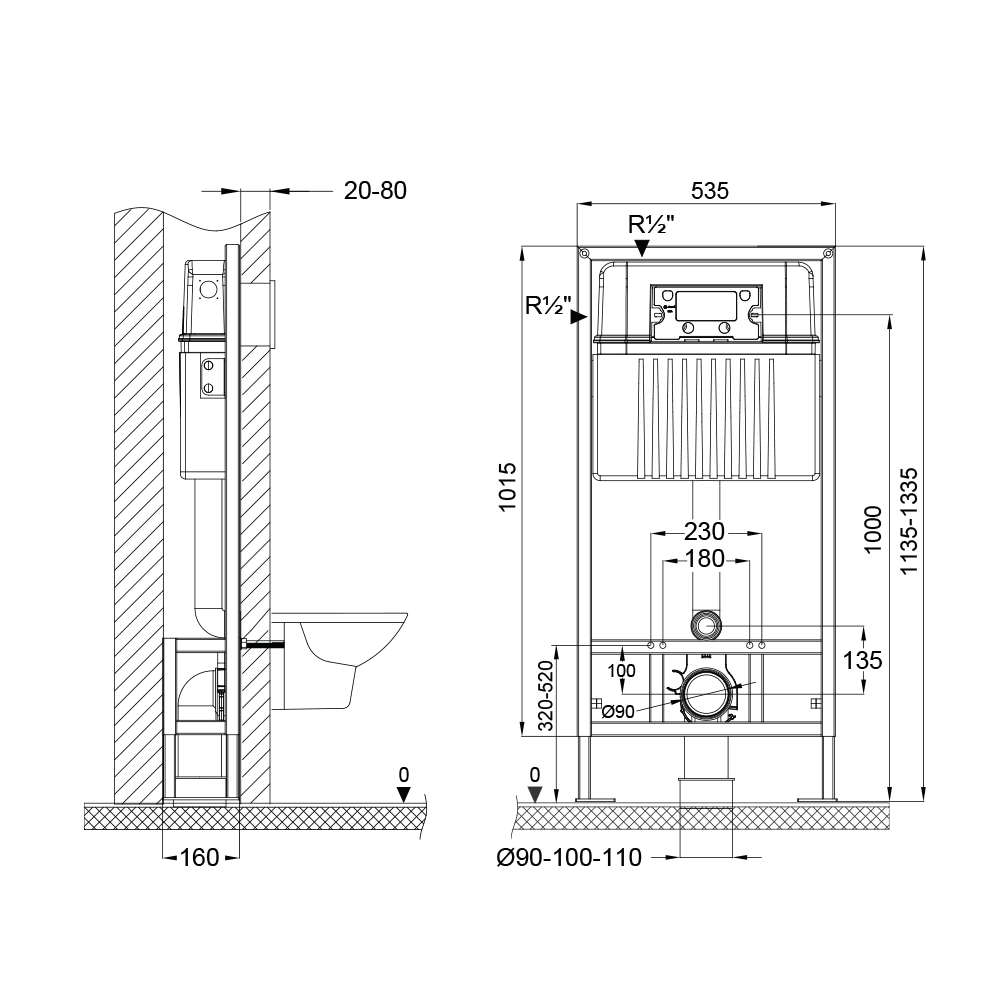 Сет инсталляция sava free standing+клавиша смыва cool хром матовый SFS40006468 BETTOSERB