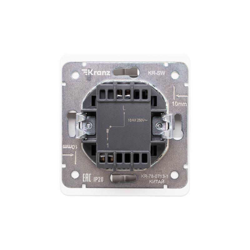 Переключатель перекрестный 1-кл. СП ROUND 10А с подсветкой перламутр Kranz KR-78-0718-1