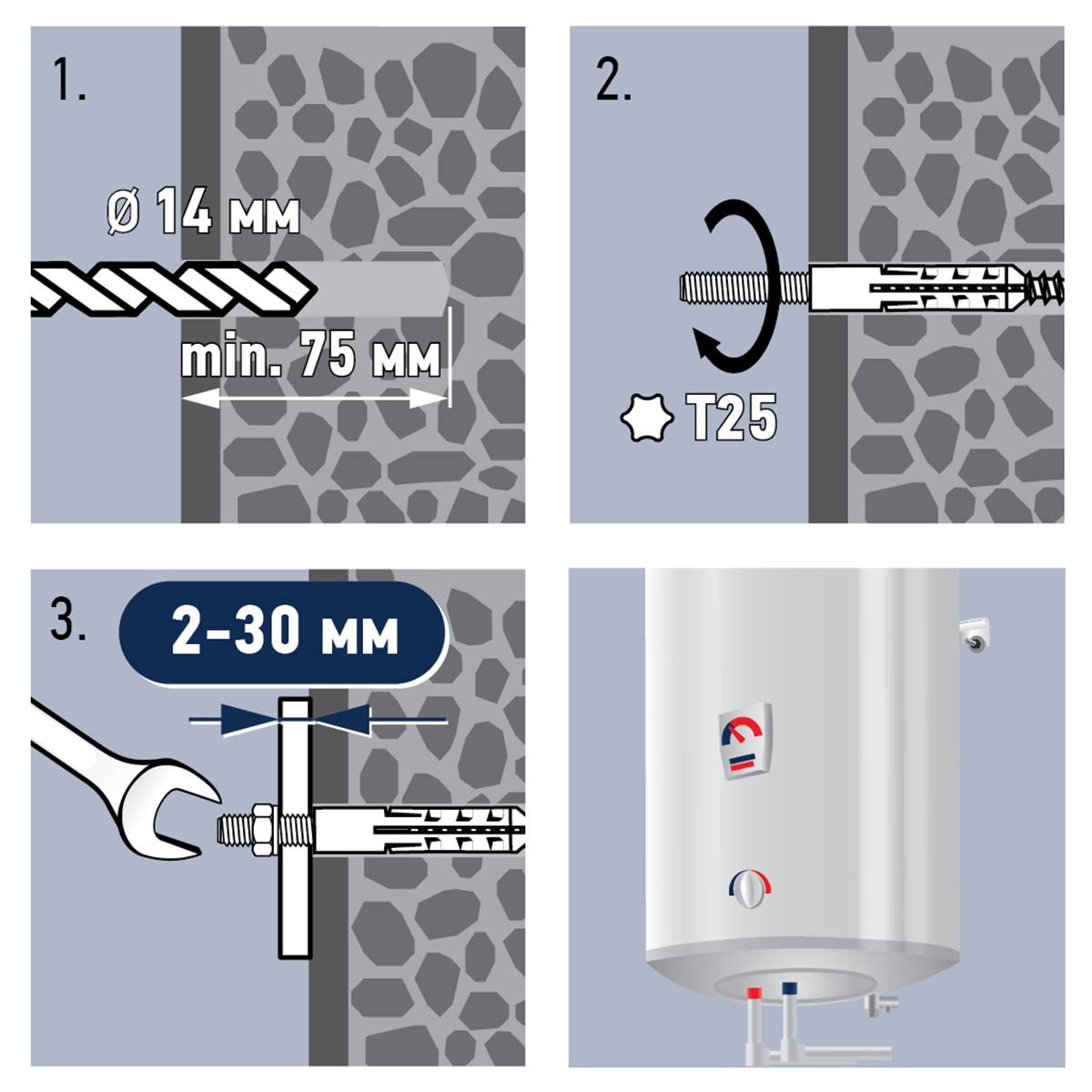 Комплект крепления для бойлера PWB 200. блистер