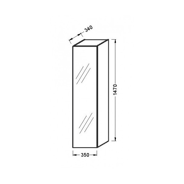 Шкаф-пенал Jacob Delafon Odeon Up EB873-N18 35x147, с зеркальной дверцей, белый