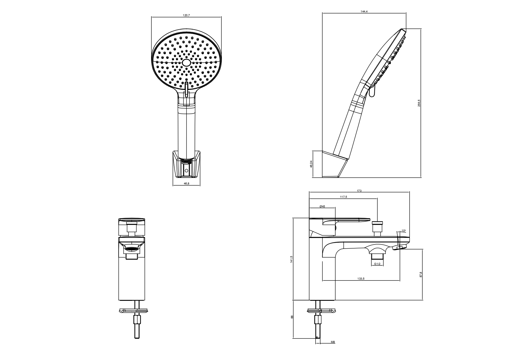 Cмеситель Aquatek НИКА врезной на борт ванны на 1 отв.          AQ1844BGM     оружейная сталь