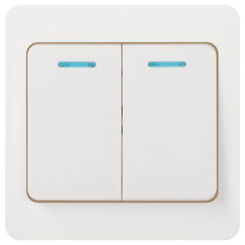 Выключатель 2-кл. СП Style 7-105-01 10А IP20 250В с подсветкой бел. Intro Б0060631