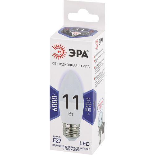 Лампа светодиодная B35-11w-860-E27 свеча 880лм ЭРА Б0032985