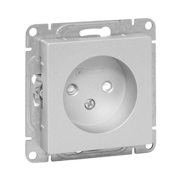 Розетка СП Эпика 16А без заземл. защ. шторки механизм алюм. EKF UP1-SOA-101