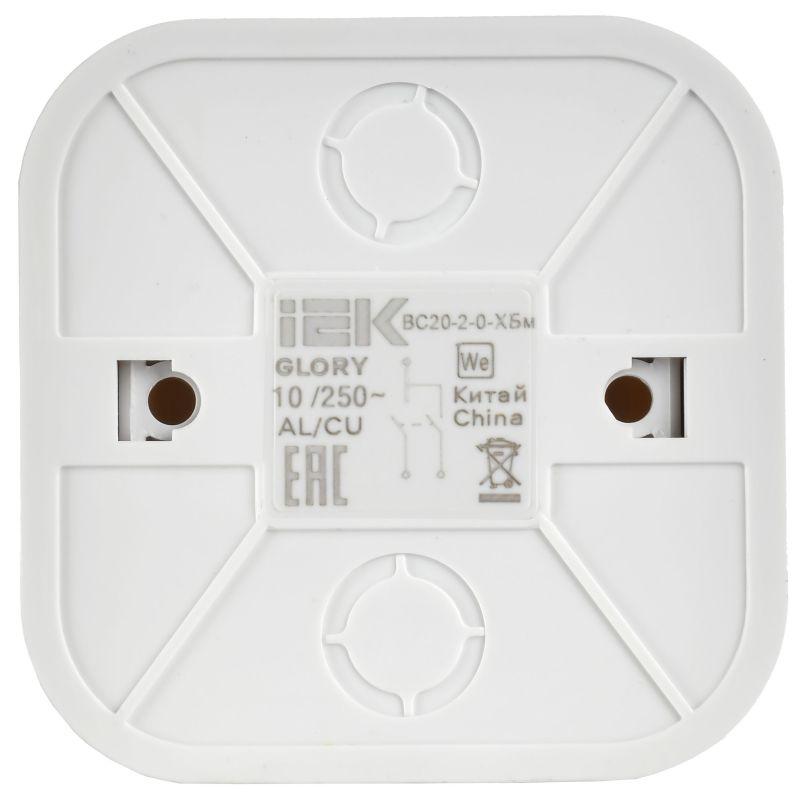 Выключатель 2-кл. ОП GLORY ВС20-2-0-ХБм 10А бел. матов. IEK EVH20-K01M-10