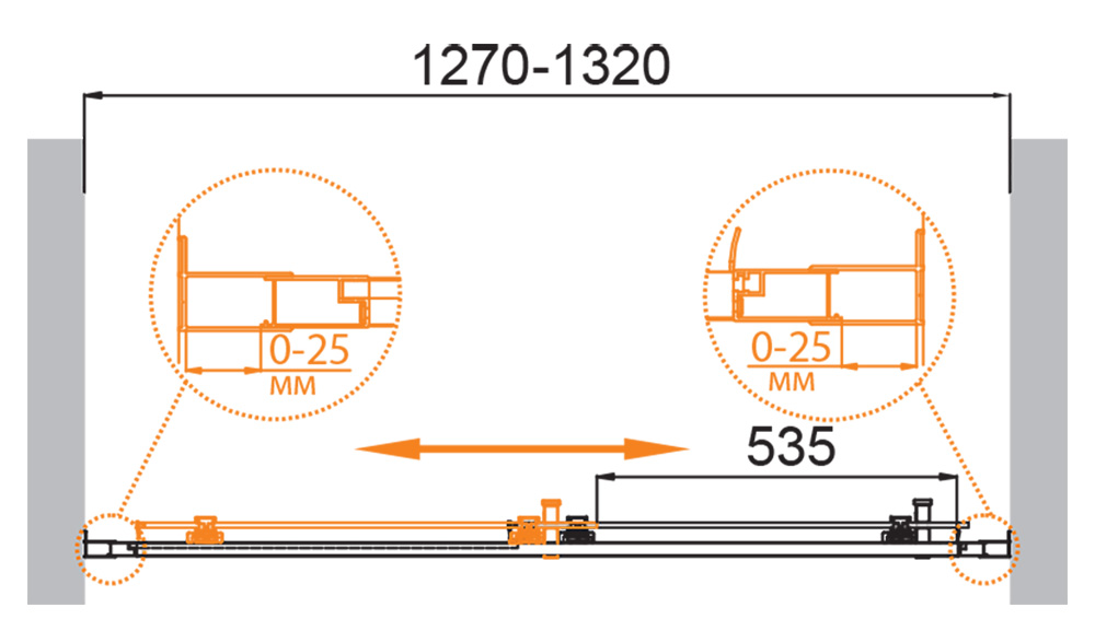 Душевая дверь CEZARES MOLVENO-BF-1-130-P-Cr