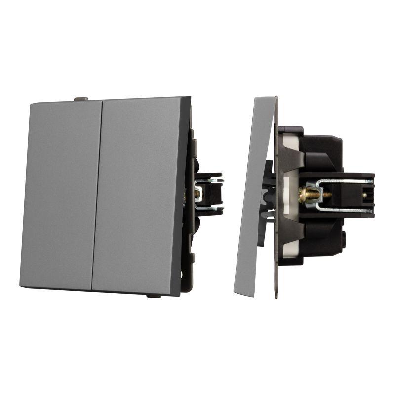 Механизм выключателя двухклавишный проходной SWT-TENDO-MKP2-PL-GR 230В 10А Arlight 054068