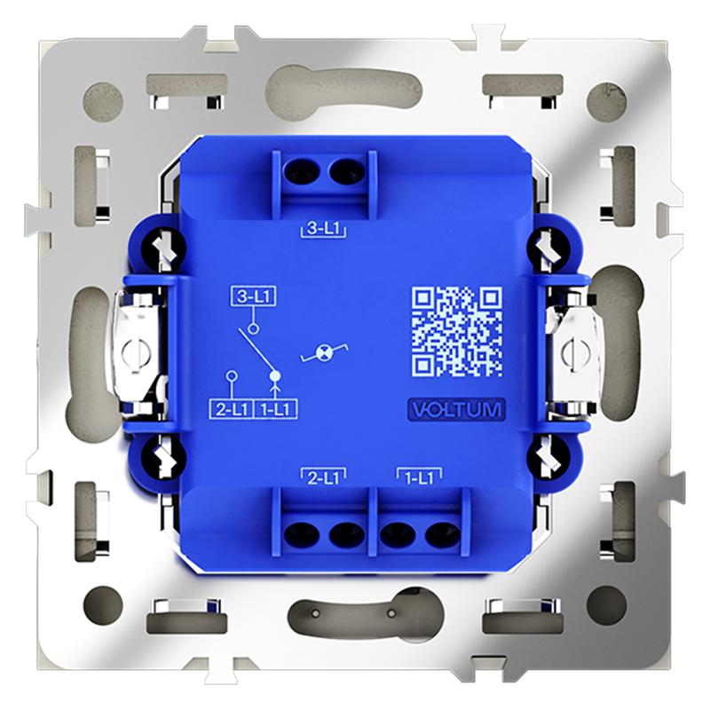 Переключатель проходной 1-кл. СП S70 10А с подсветкой механизм сталь Voltum VLS010405