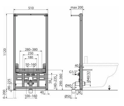 Инсталляция для биде высота 112 см