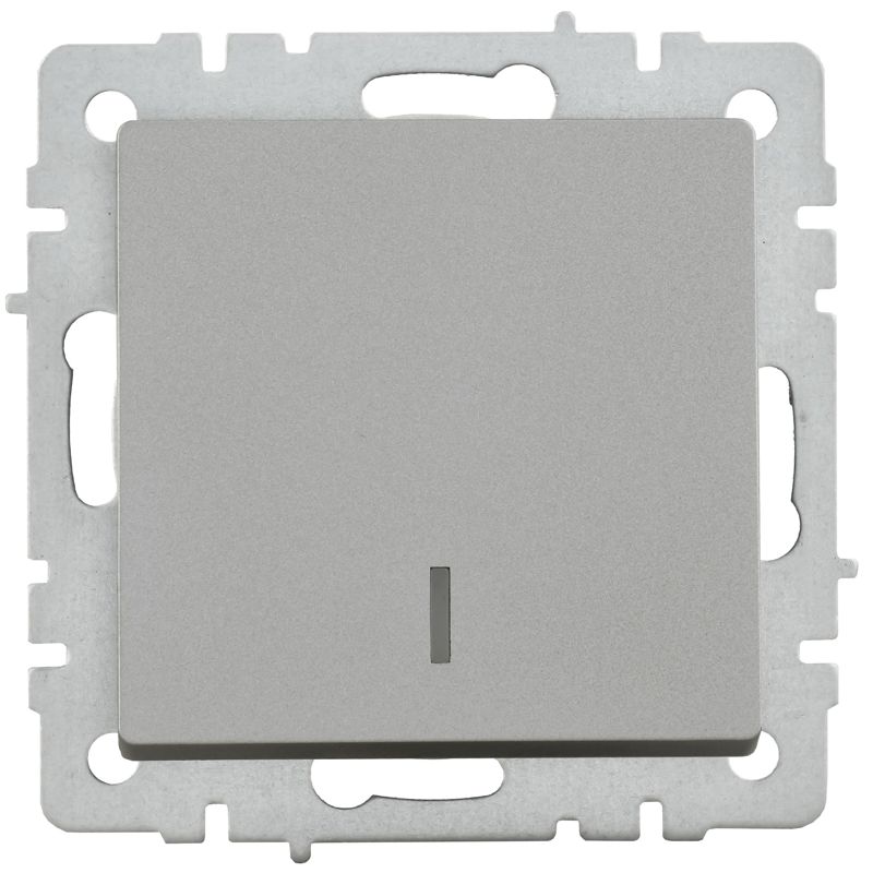 Выключатель 1-кл. СП BRITE ВС10-1-1-БрС 10А с индик. механизм сталь IEK BR-V10-1-10-K46