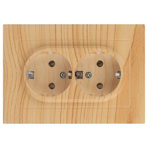 Розетка 2-м СП Accent 6-205-11 16А IP20 250В 2P+E Schuko AL/CU сосна Intro Б0063504