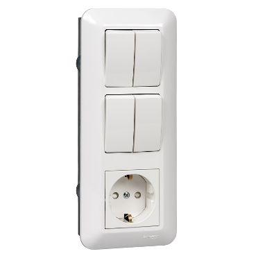 Блок СП Blanca / Прима (розетка с заземл. + 2-кл. + 2-кл. выкл.) (розн. упак.) бел. SE BK2VR-008B-BI