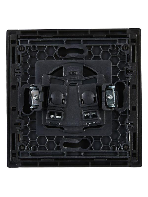 Розетка 1-м СП FORTE&PIANO FP117 10А без заземл. защ. шторки винт. крепл. черн. IEK FP-R13-10-K02