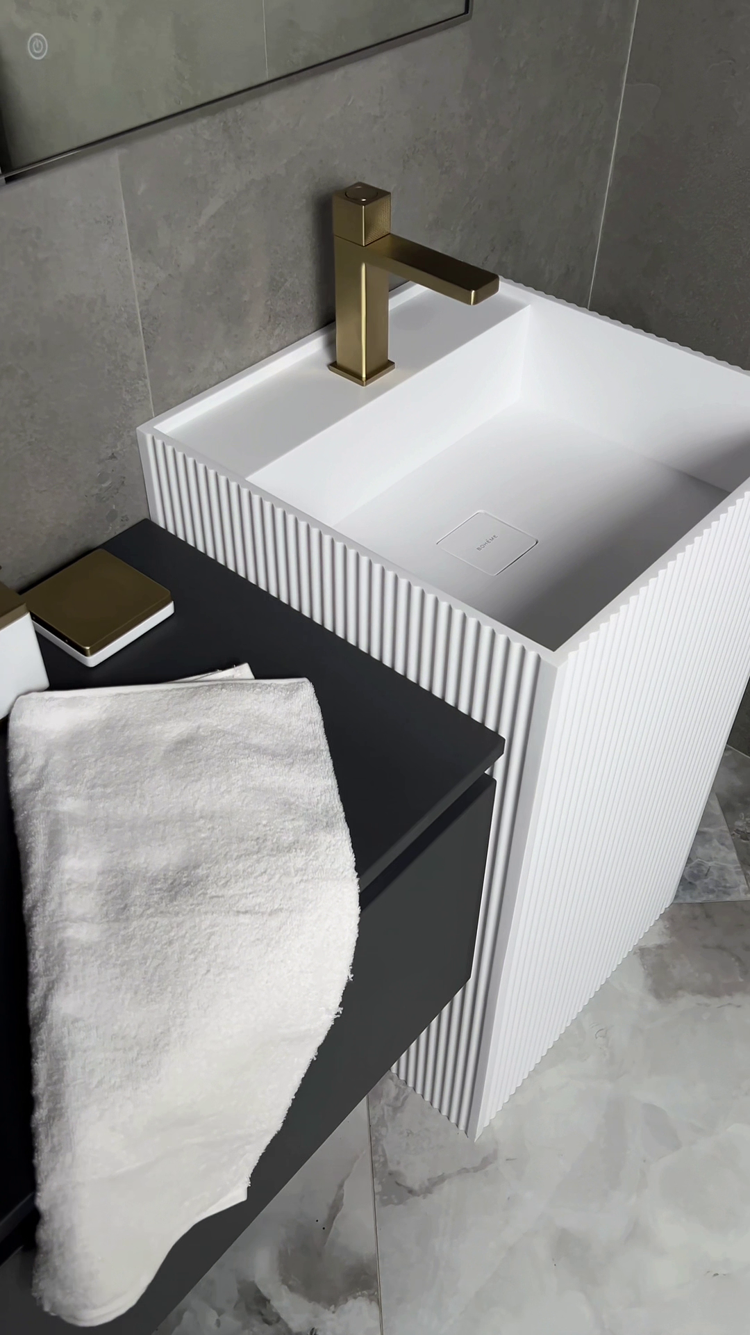 Раковина напольная Cube Corian 480*480*850 Nero Marquina