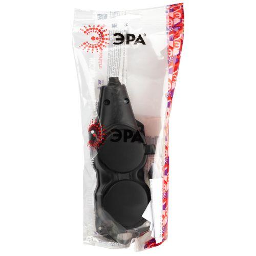 Колодка 2-м с заземл. 16A IP44 KX-2e-B-IP44 каучук. черн. Эра Б0068451